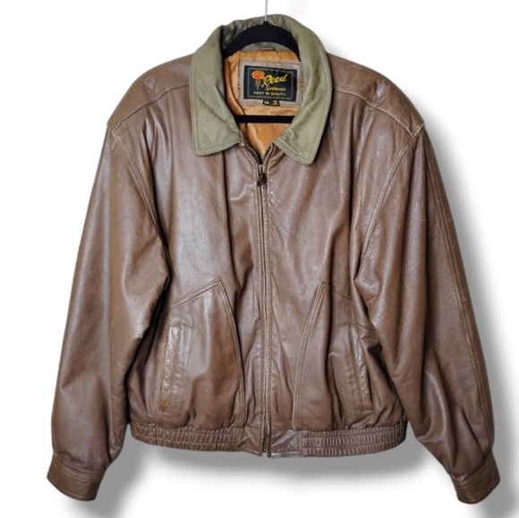 Vintage Reed Sportswear Leather Bomber Jacket Men’s 46 Worn-In Thrashed Look - Picture 1 of 14